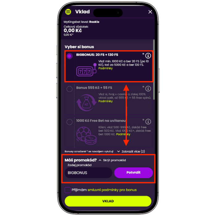 Pole s Kingsbet promo kódem BIGBONUS